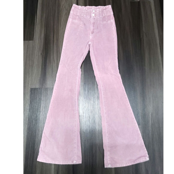 We the Free Jayde cord flare jeans Dusty Rose 25 waist bohemian hippie - Picture 1 of 7